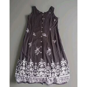 Vintage R&K Originals Women’s Floral Sundress Size 16, Brown and Cream